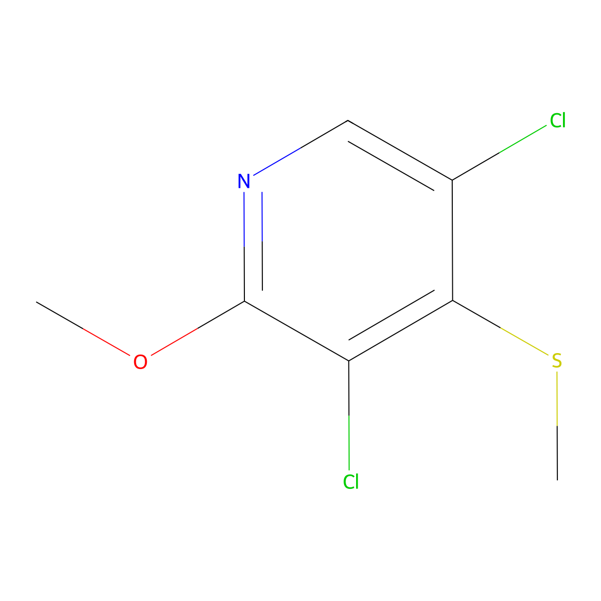 3,5-Dichloro-2-methoxy-4-(methylthio)pyridine molecular structure, CAS 2807448-92-4