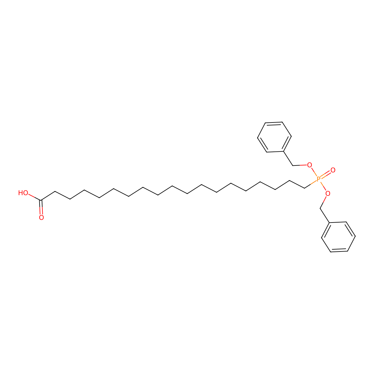 19-(Bis(benzyloxy)phosphoryl)nonadecanoic acid molecular structure, CAS 2807449-20-1
