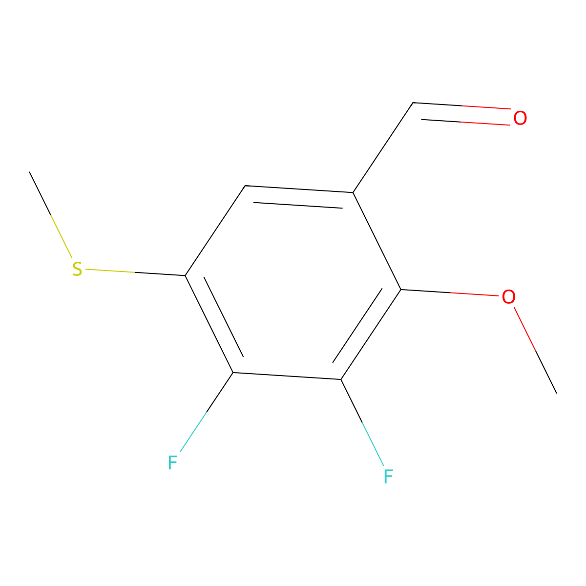 3,4-Difluoro-2-methoxy-5-(methylthio)benzaldehyde molecular structure, CAS 2807449-65-4