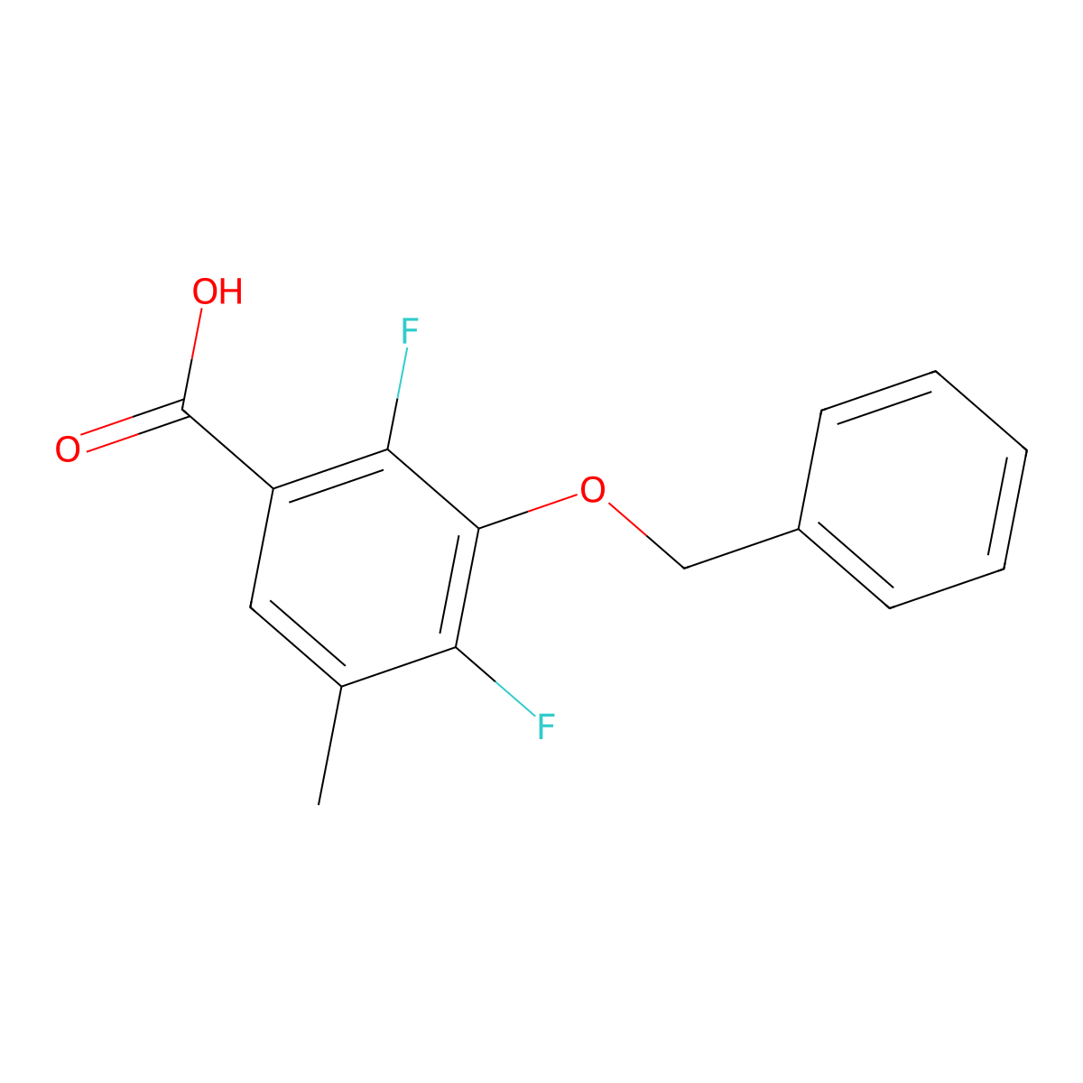 3-(Benzyloxy)-2,4-difluoro-5-methylbenzoic acid molecular structure, CAS 2807449-69-8