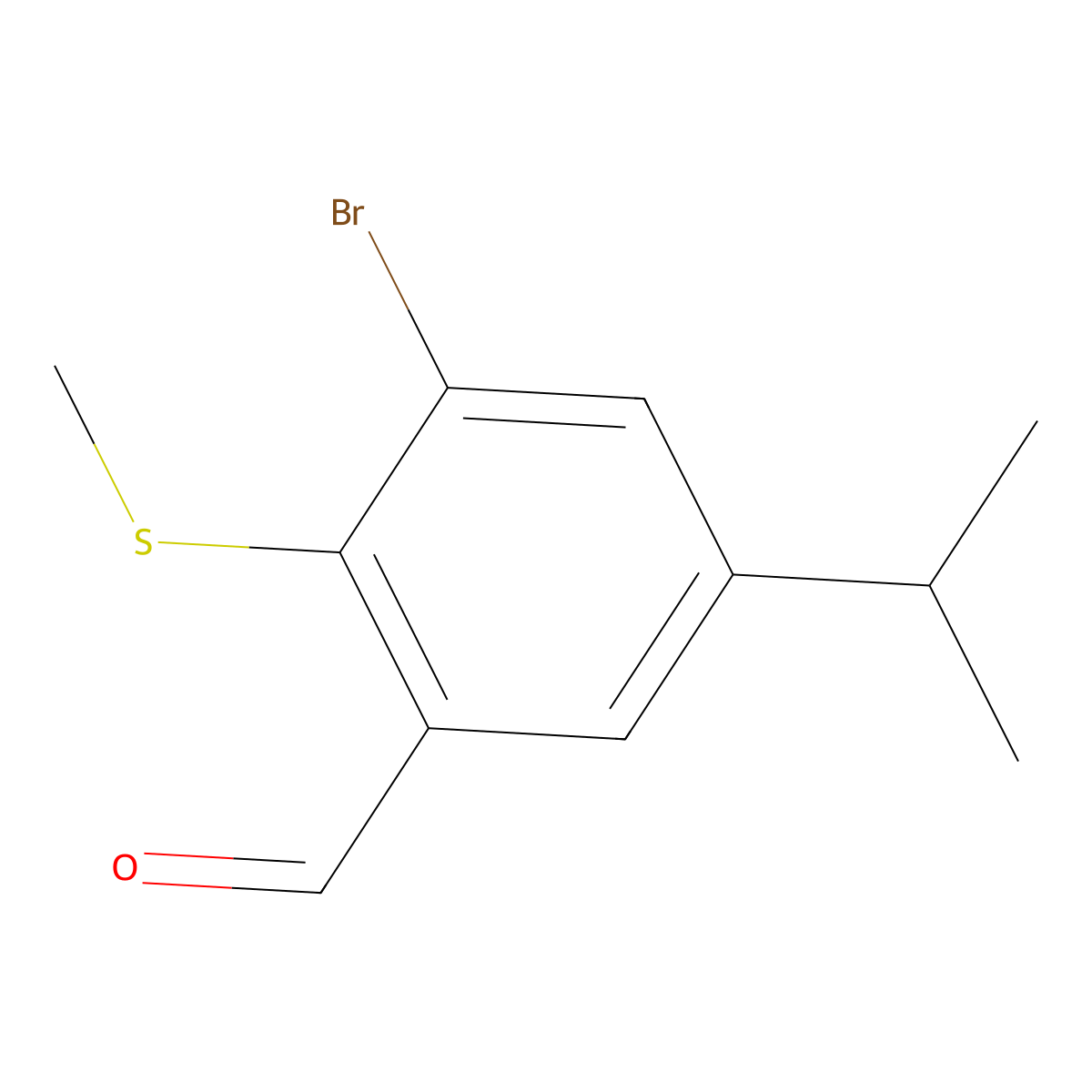 3-Bromo-5-isopropyl-2-(methylthio)benzaldehyde molecular structure, CAS 2807449-72-3