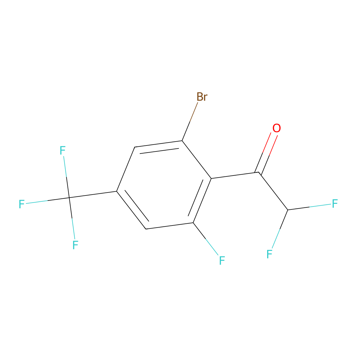 1-(2-Bromo-6-fluoro-4-(trifluoromethyl)phenyl)-2,2-difluoroethanone molecular structure, CAS 2807449-73-4