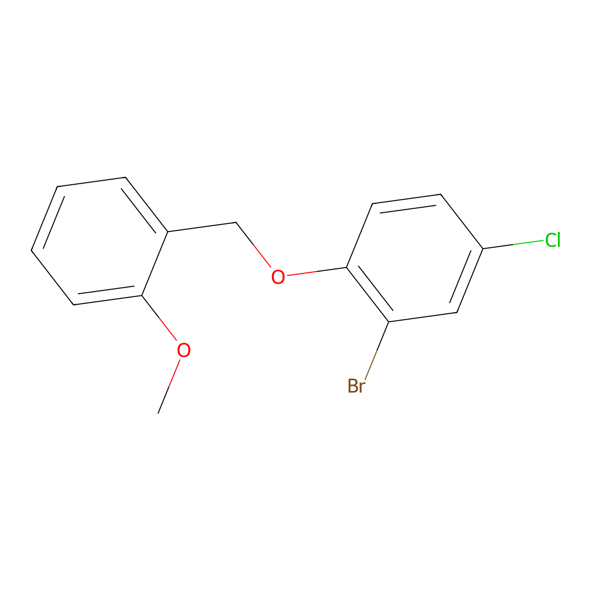 2-Bromo-4-chloro-1-((2-methoxybenzyl)oxy)benzene molecular structure, CAS 2807449-90-5