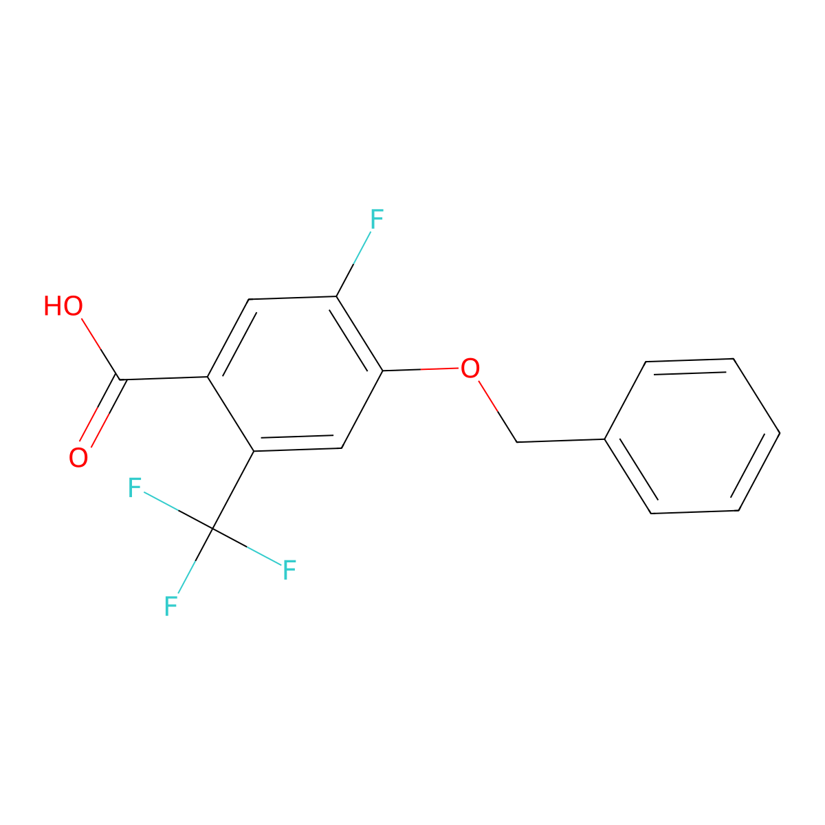 4-(Benzyloxy)-5-fluoro-2-(trifluoromethyl)benzoic acid molecular structure, CAS 2807449-91-6
