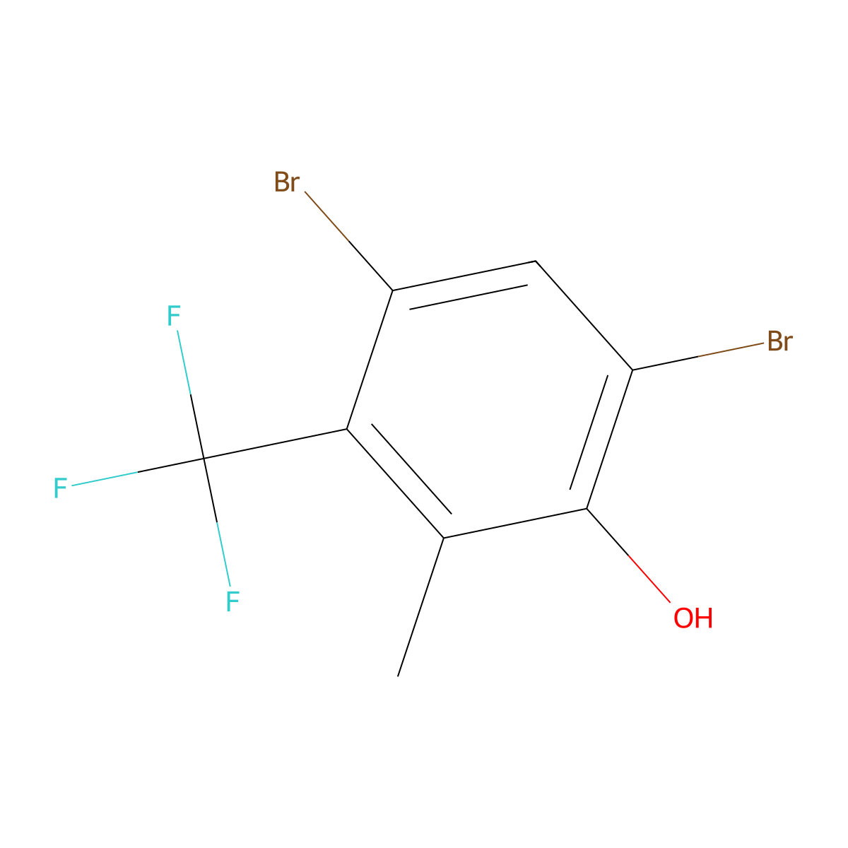 4,6-Dibromo-2-methyl-3-(trifluoromethyl)phenol molecular structure, CAS 2807449-99-4