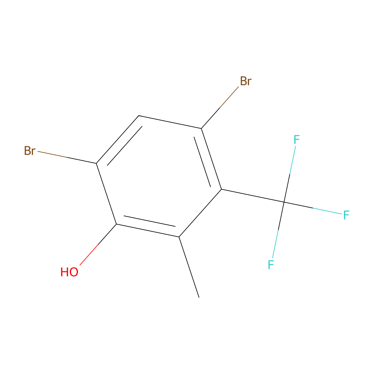 4,6-Dibromo-2-methyl-3-(trifluoromethyl)phenol molecular structure, CAS 2807449-99-4