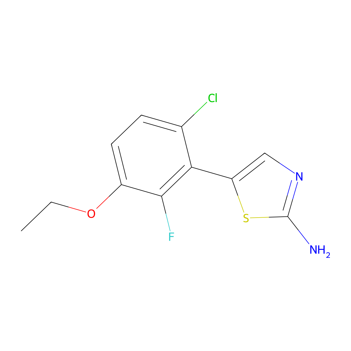 5-(6-Chloro-3-ethoxy-2-fluorophenyl)thiazol-2-amine molecular structure, CAS 2807450-09-3