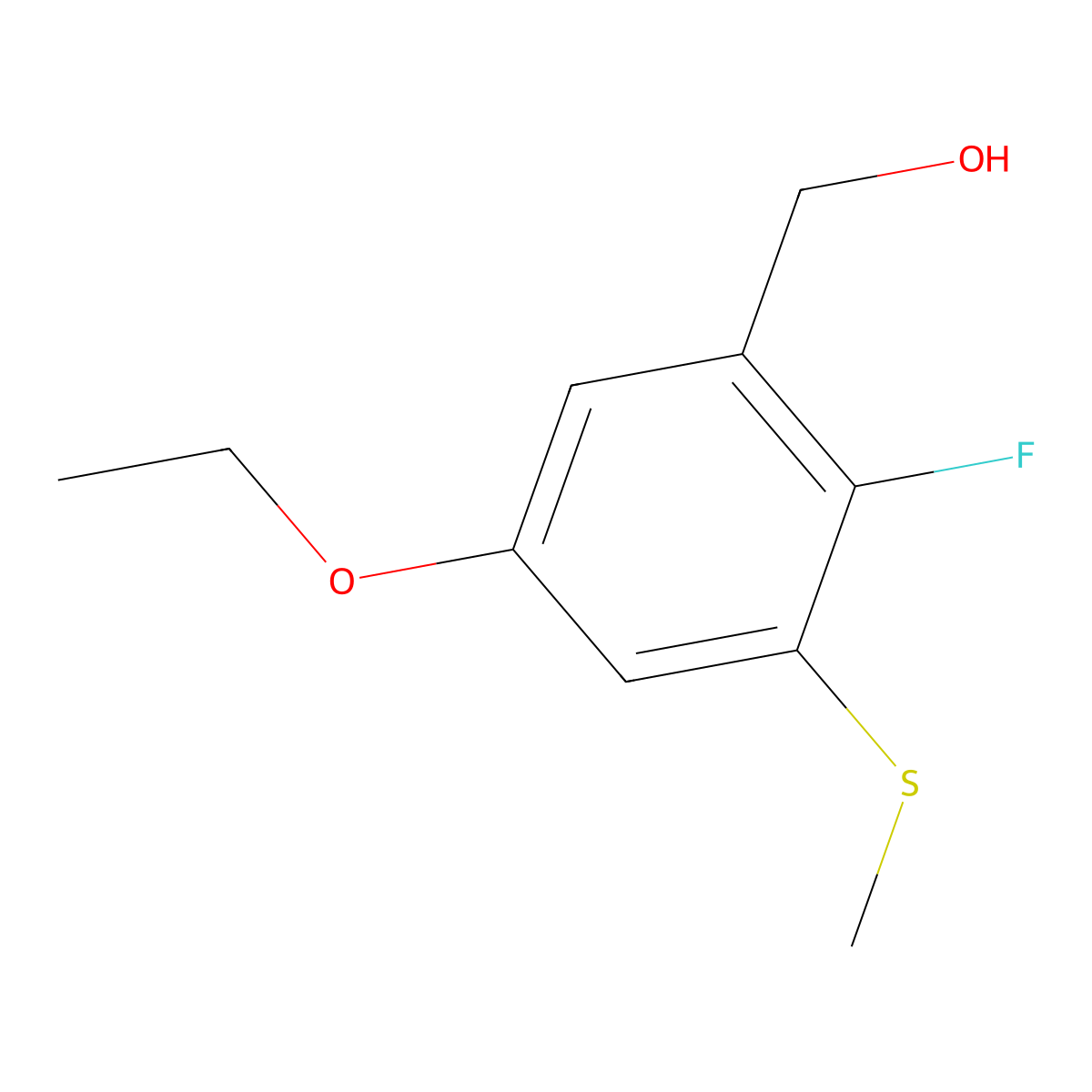 (5-Ethoxy-2-fluoro-3-(methylthio)phenyl)methanol molecular structure, CAS 2807450-13-9