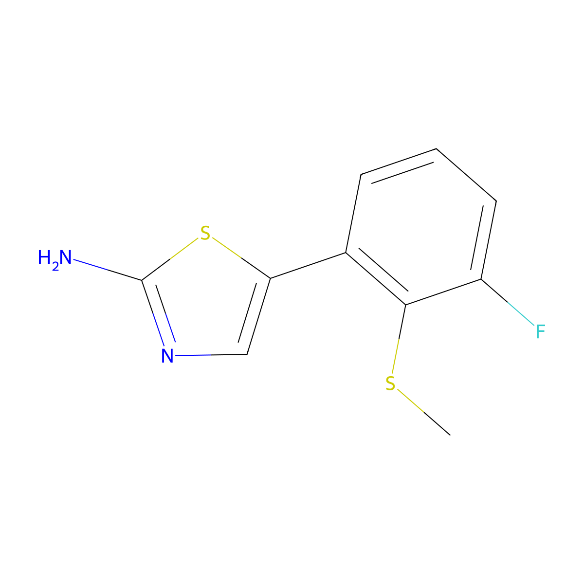 5-(3-Fluoro-2-(methylthio)phenyl)thiazol-2-amine molecular structure, CAS 2807450-18-4