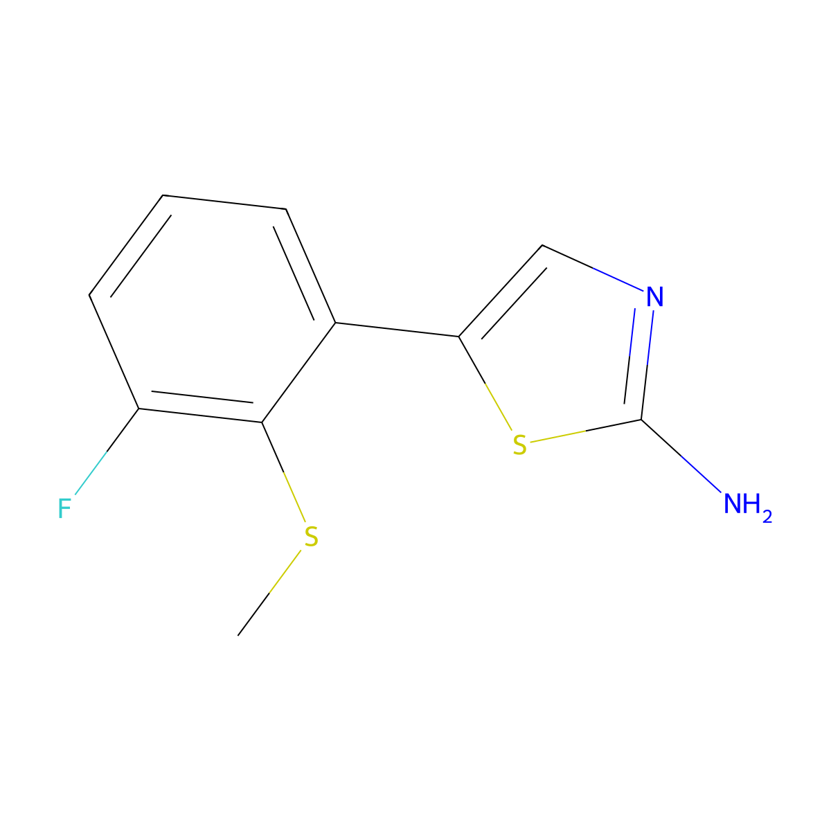 5-(3-Fluoro-2-(methylthio)phenyl)thiazol-2-amine molecular structure, CAS 2807450-18-4