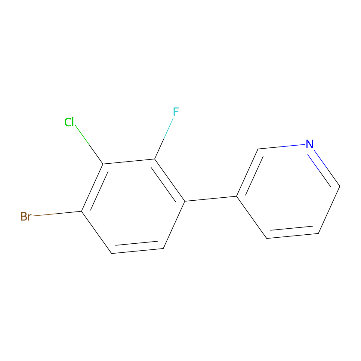 3-(4-Bromo-3-chloro-2-fluorophenyl)pyridine molecular structure, CAS 2807450-37-7