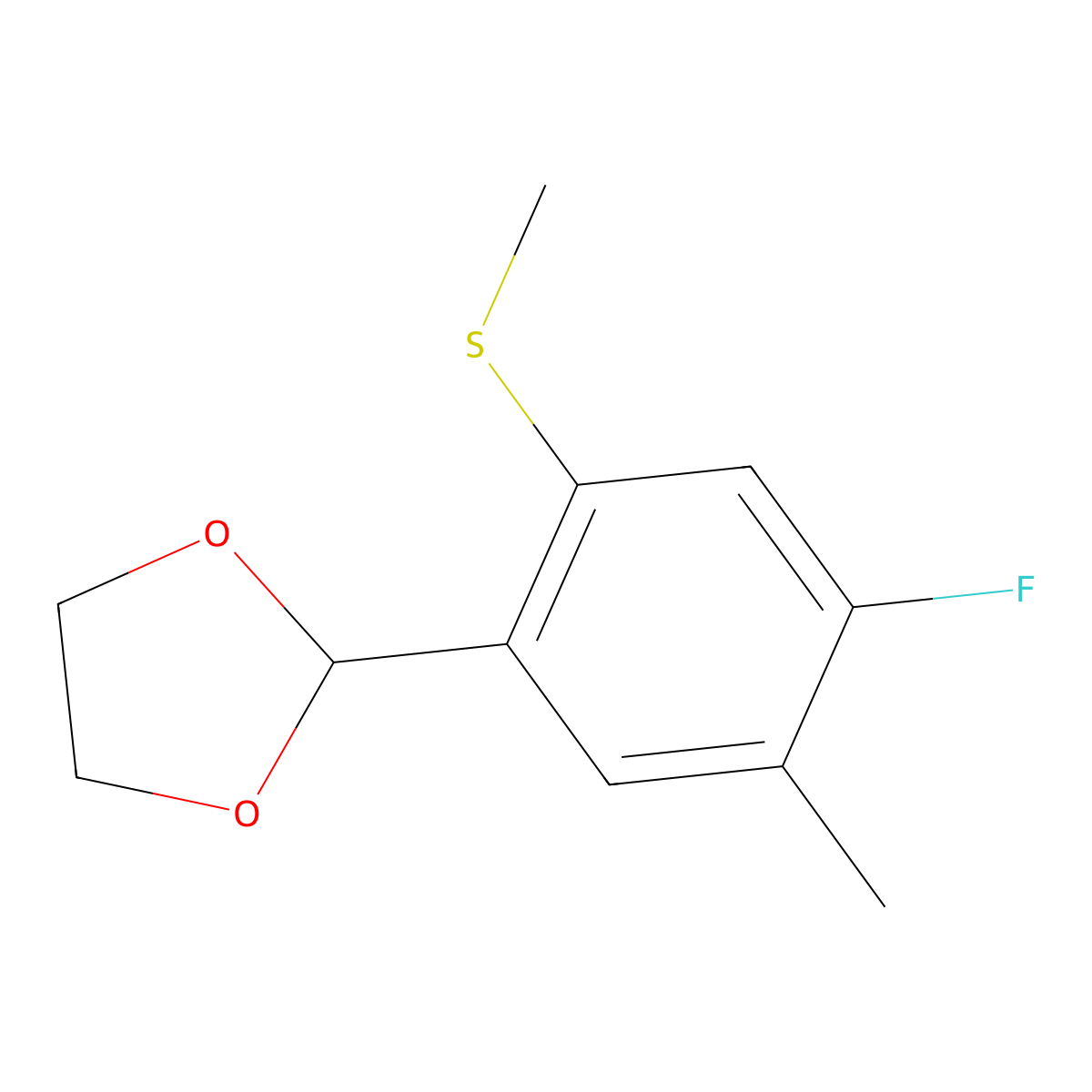 2-(4-Fluoro-5-methyl-2-(methylthio)phenyl)-1,3-dioxolane molecular structure, CAS 2807450-42-4
