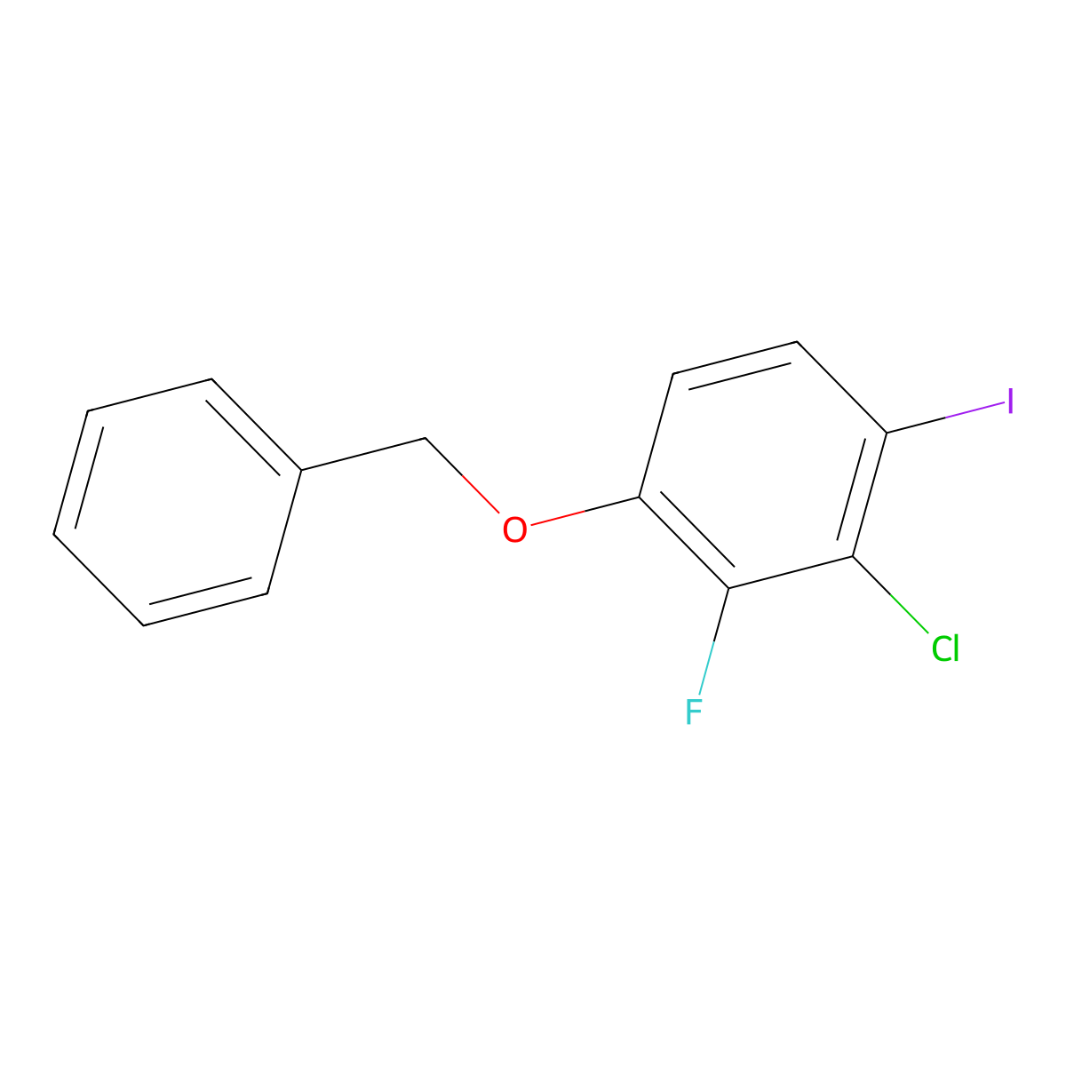 1-(Benzyloxy)-3-chloro-2-fluoro-4-iodobenzene molecular structure, CAS 2807450-43-5