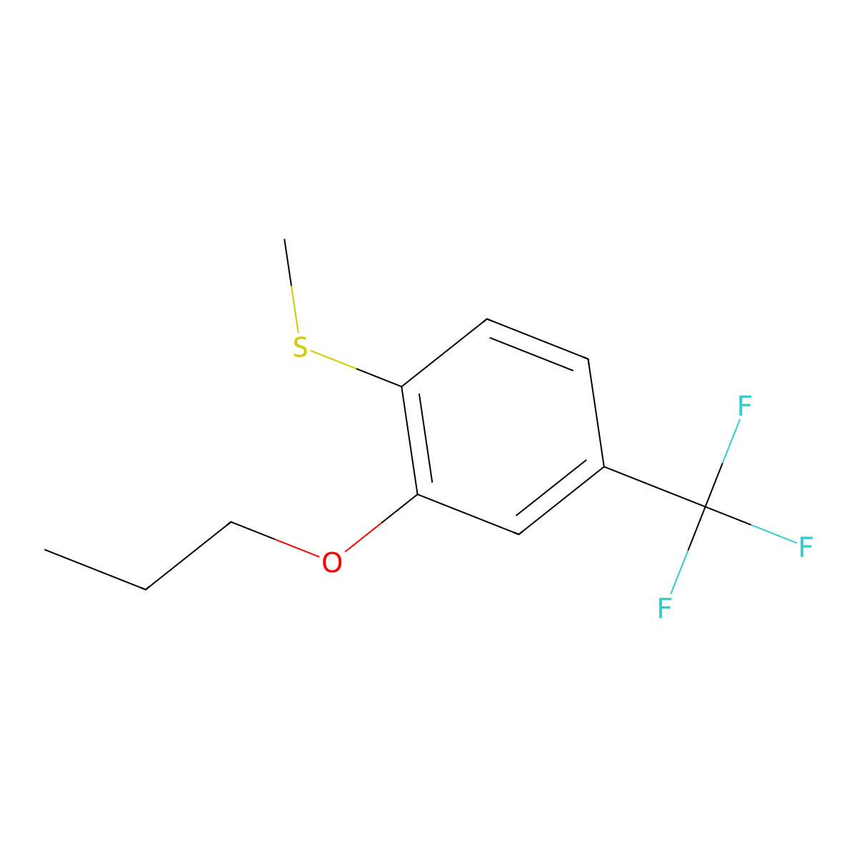 Methyl(2-propoxy-4-(trifluoromethyl)phenyl)sulfane molecular structure, CAS 2807450-51-5