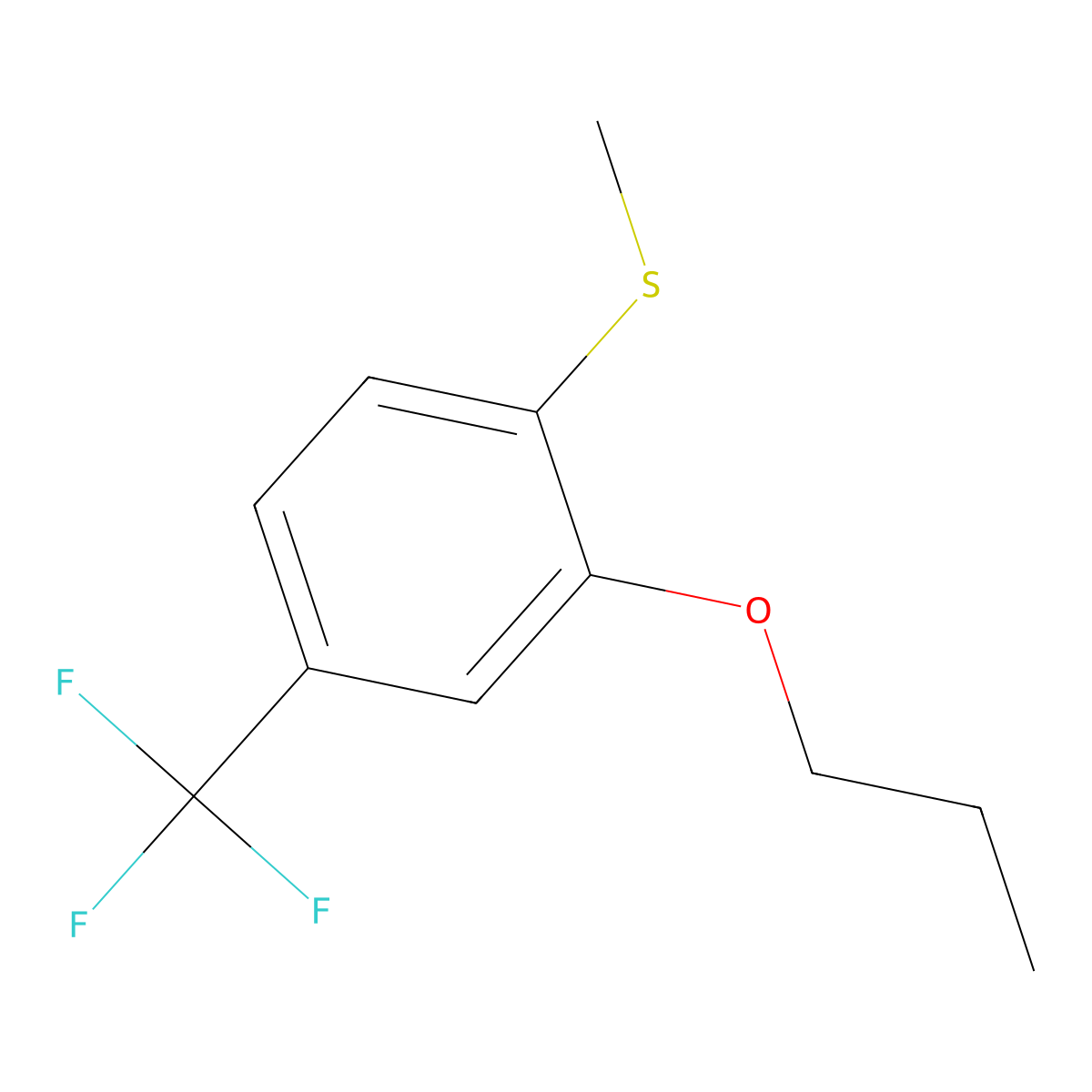 Methyl(2-propoxy-4-(trifluoromethyl)phenyl)sulfane molecular structure, CAS 2807450-51-5