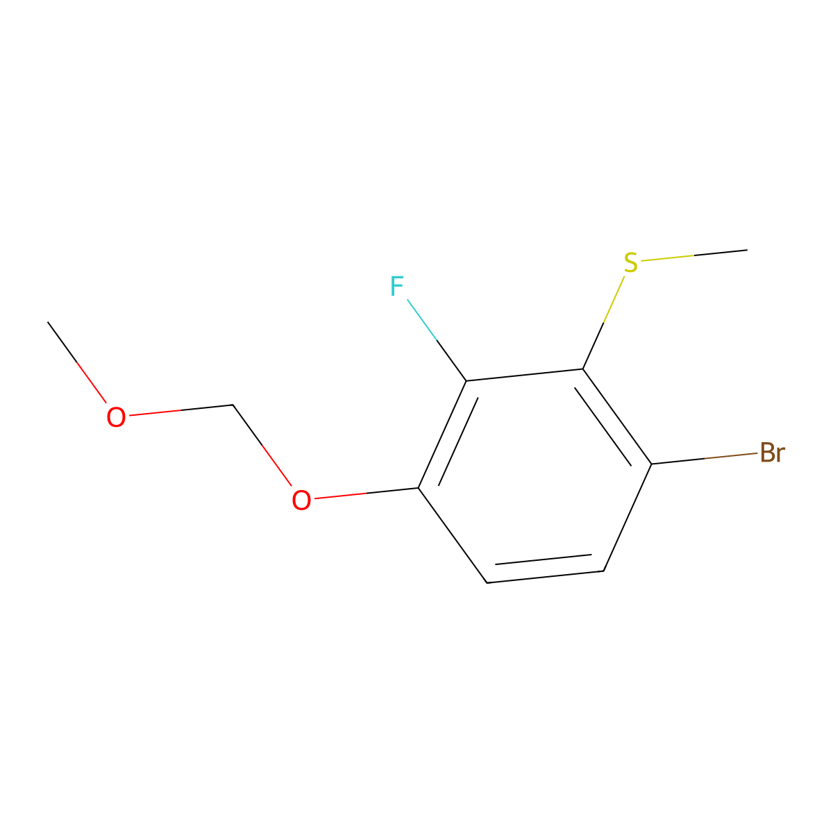 (6-Bromo-2-fluoro-3-(methoxymethoxy)phenyl)(methyl)sulfane molecular structure, CAS 2807450-52-6