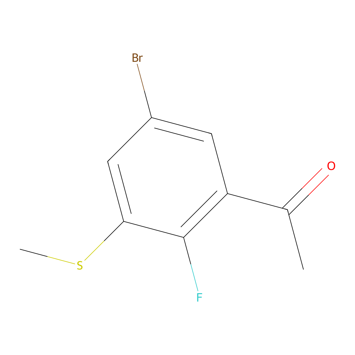 1-(5-Bromo-2-fluoro-3-(methylthio)phenyl)ethanone molecular structure, CAS 2807450-63-9