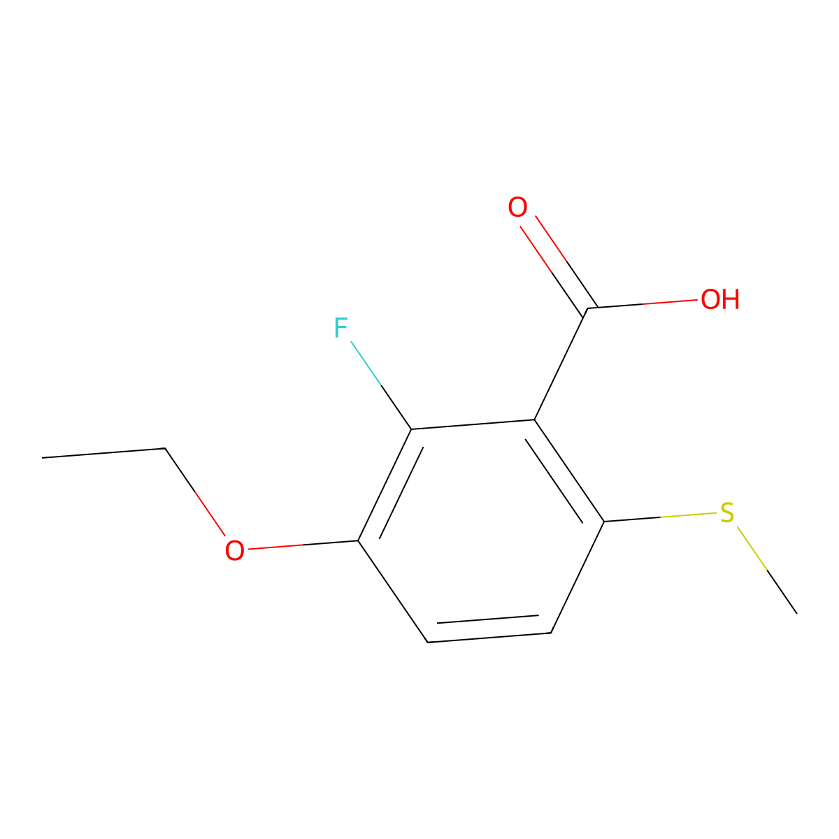3-Ethoxy-2-fluoro-6-(methylthio)benzoic acid molecular structure, CAS 2807454-14-2