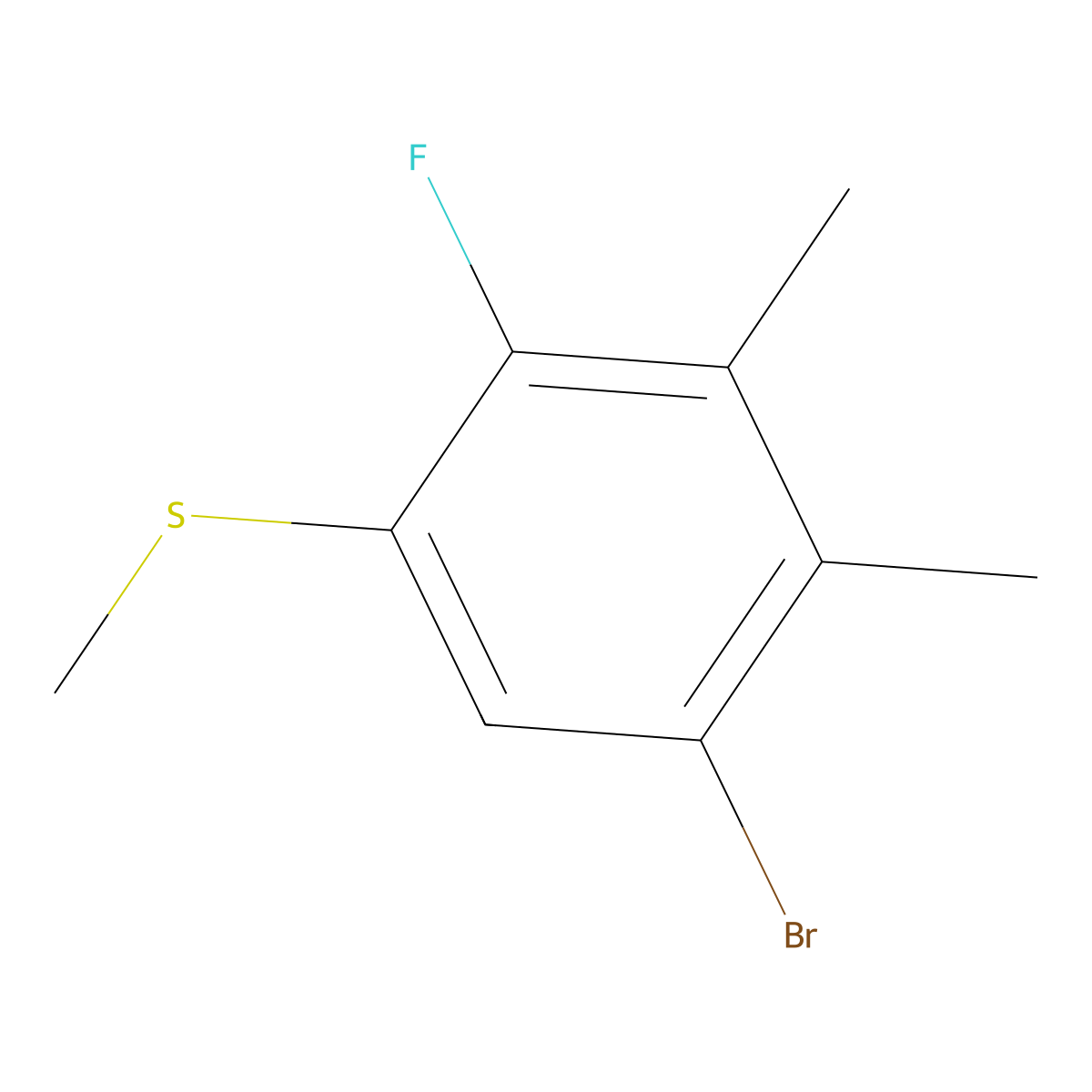 (5-Bromo-2-fluoro-3,4-dimethylphenyl)(methyl)sulfane molecular structure, CAS 2807454-24-4