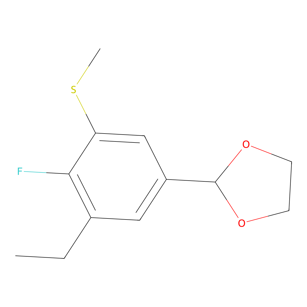 2-(3-Ethyl-4-fluoro-5-(methylthio)phenyl)-1,3-dioxolane molecular structure, CAS 2807454-70-0