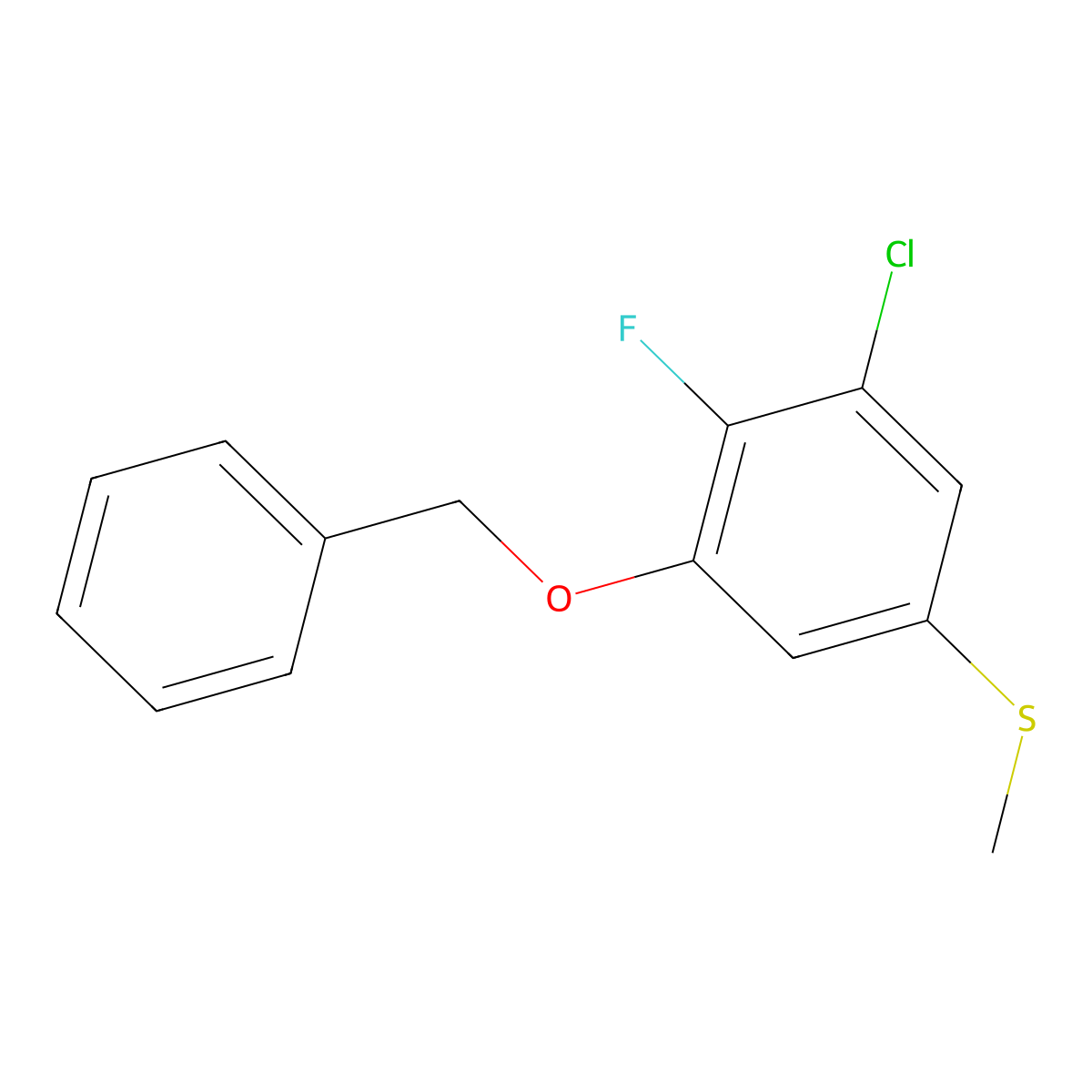 (3-(Benzyloxy)-5-chloro-4-fluorophenyl)(methyl)sulfane molecular structure, CAS 2807454-79-9
