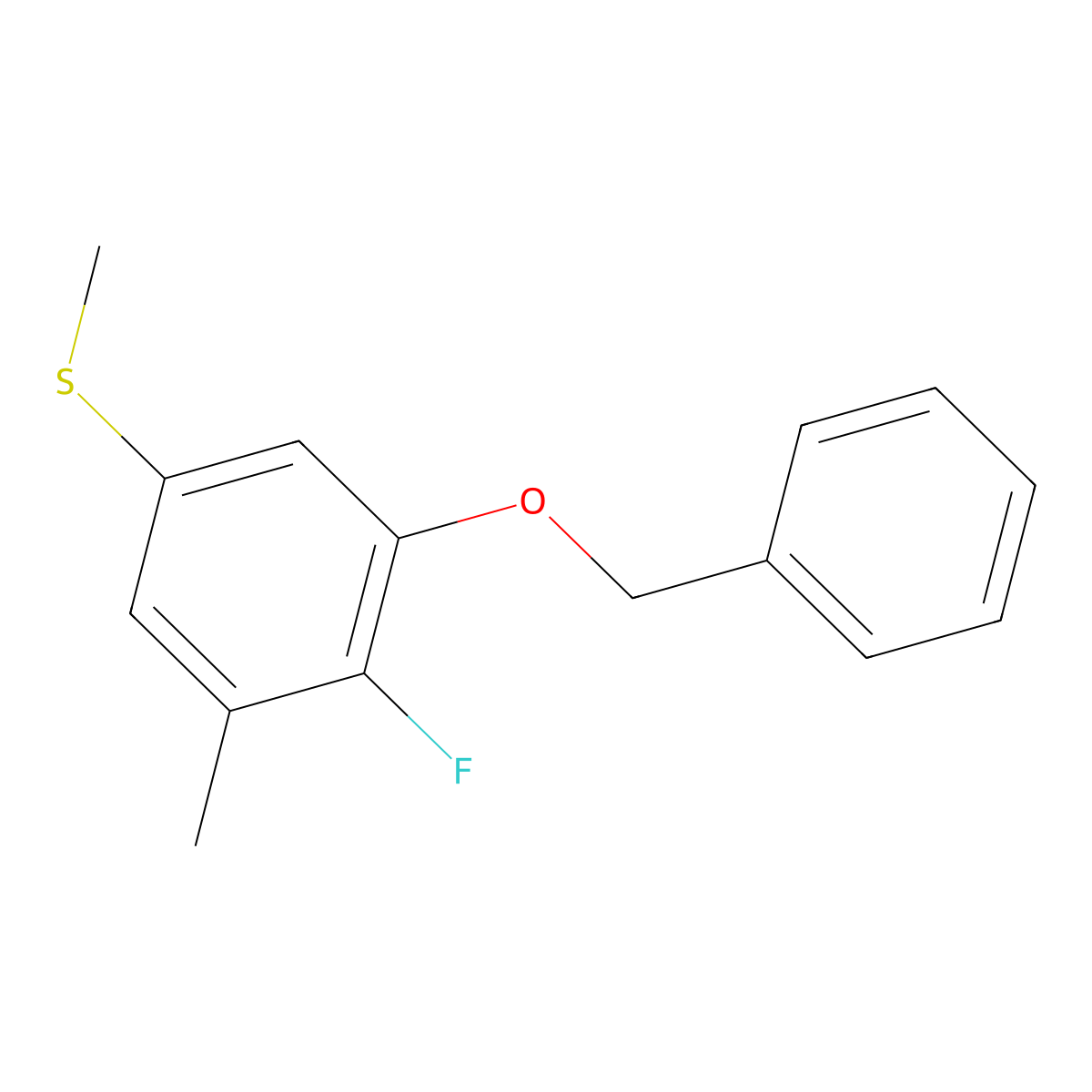 (3-(Benzyloxy)-4-fluoro-5-methylphenyl)(methyl)sulfane molecular structure, CAS 2807454-91-5