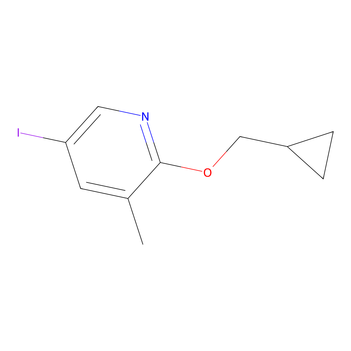 2-(Cyclopropylmethoxy)-5-iodo-3-methylpyridine molecular structure, CAS 2807454-92-6