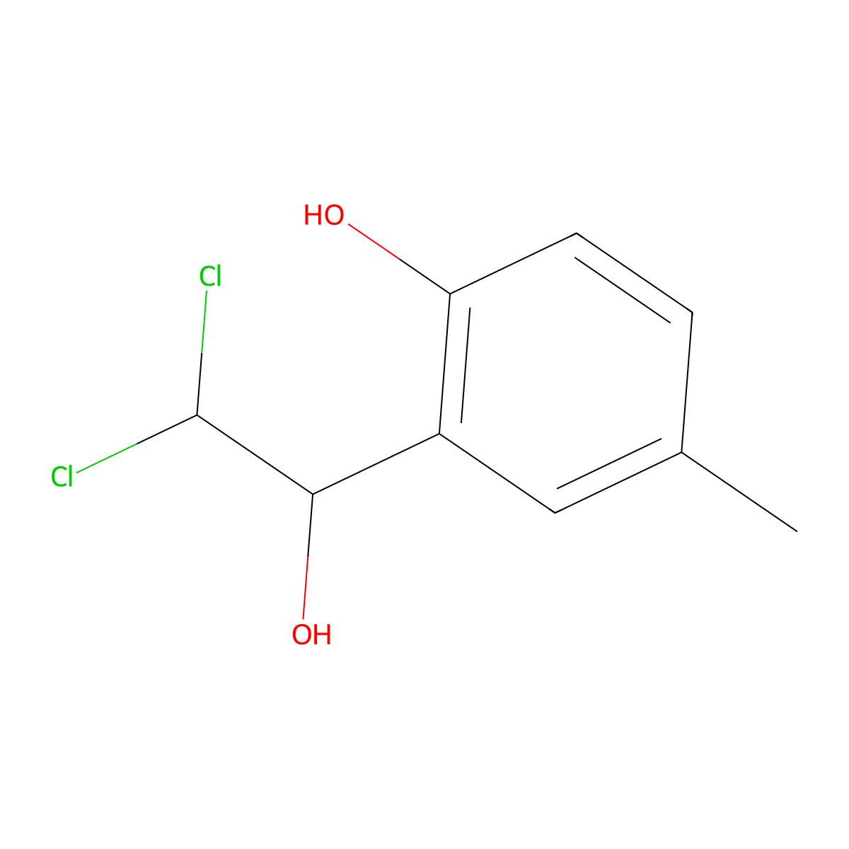 2-(2,2-Dichloro-1-hydroxyethyl)-4-methylphenol molecular structure, CAS 2807454-94-8