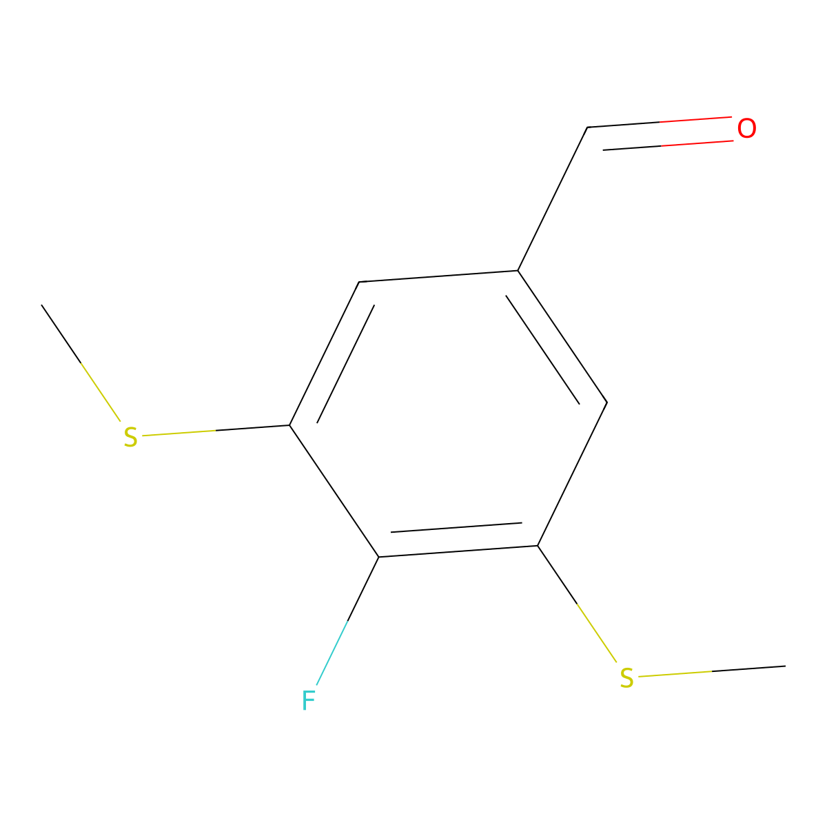 4-Fluoro-3,5-bis(methylthio)benzaldehyde molecular structure, CAS 2807455-10-1