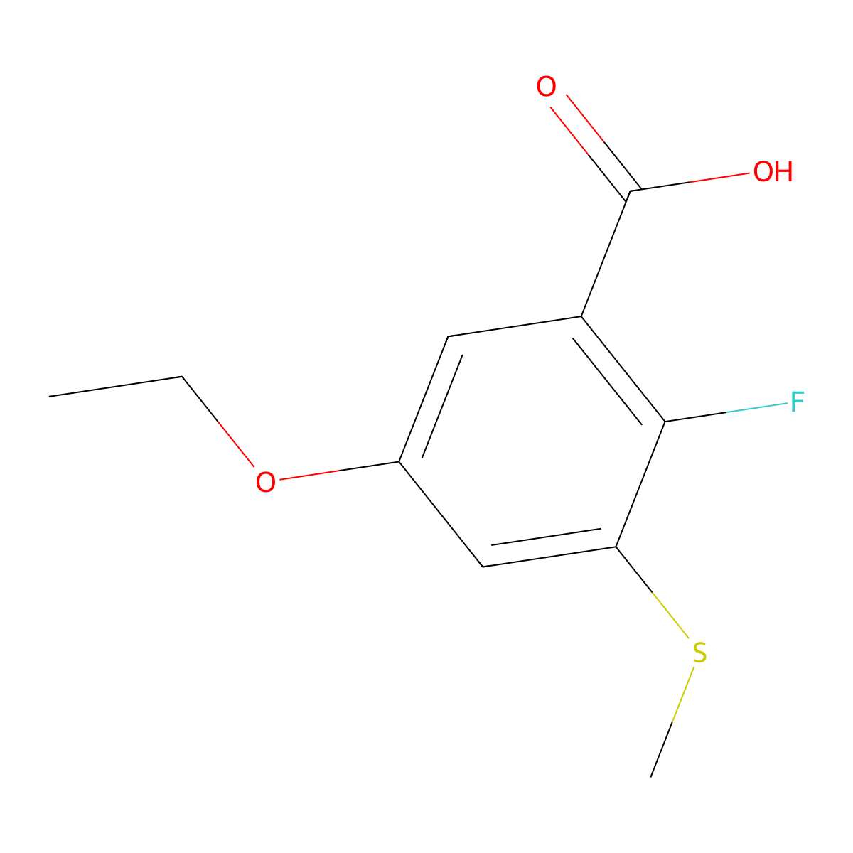 5-Ethoxy-2-fluoro-3-(methylthio)benzoic acid molecular structure, CAS 2807455-12-3