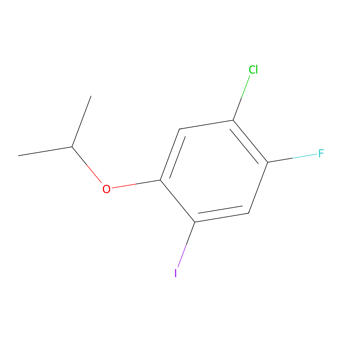 1-Chloro-2-fluoro-4-iodo-5-isopropoxybenzene molecular structure, CAS 2807455-14-5