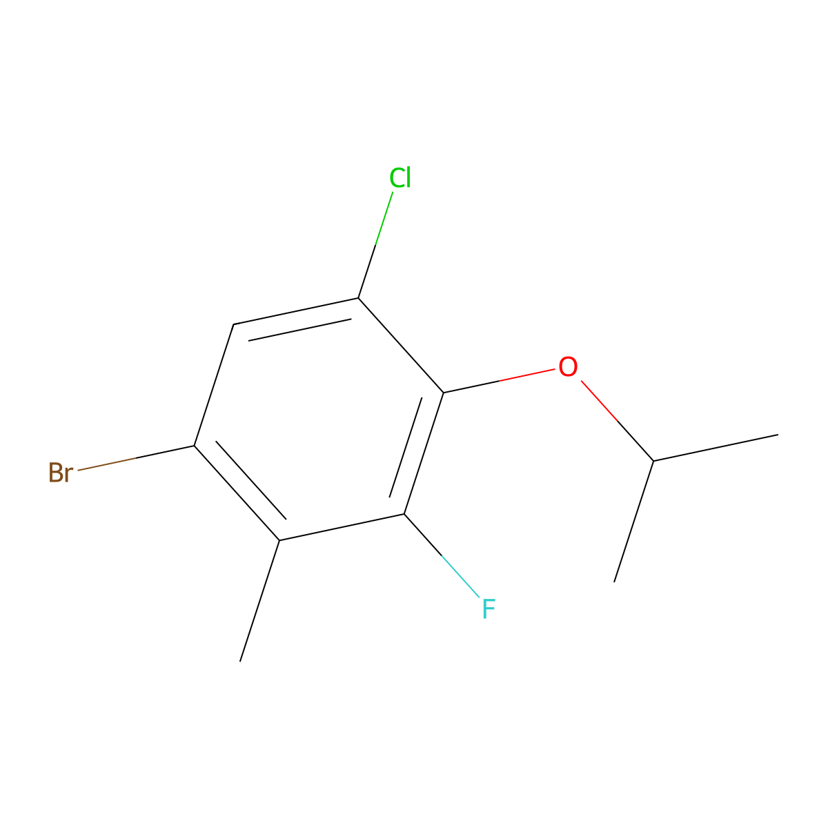 1-Bromo-5-chloro-3-fluoro-4-isopropoxy-2-methylbenzene molecular structure, CAS 2807455-20-3