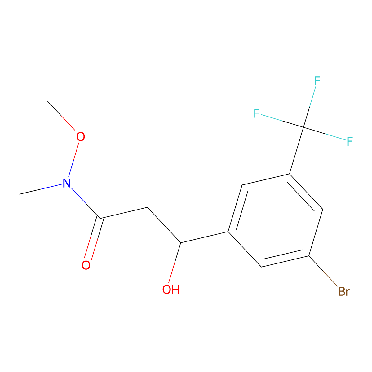 3-(3-Bromo-5-(trifluoromethyl)phenyl)-3-hydroxy-N-methoxy-N-methylpropanamide molecular structure, CAS 2807455-22-5