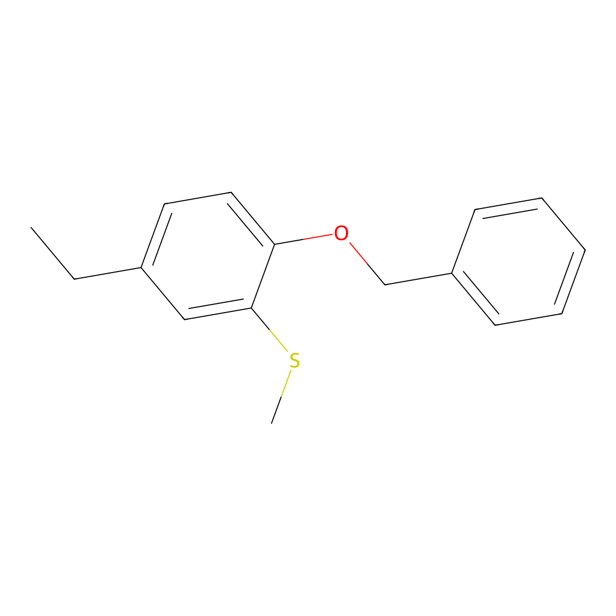 (2-(Benzyloxy)-5-ethylphenyl)(methyl)sulfane molecular structure, CAS 2807455-24-7
