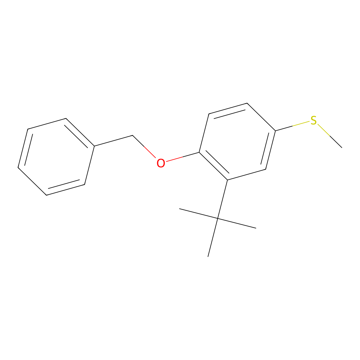 (4-(Benzyloxy)-3-(tert-butyl)phenyl)(methyl)sulfane molecular structure, CAS 2807455-25-8