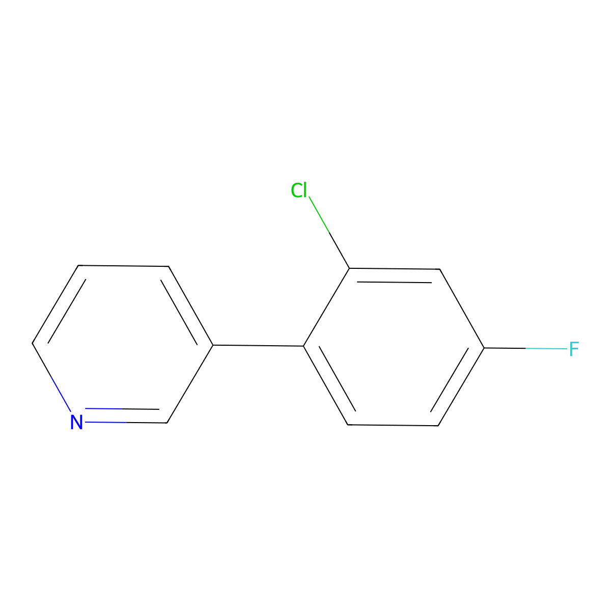 3-(2-Chloro-4-fluorophenyl)pyridine molecular structure, CAS 2807455-28-1