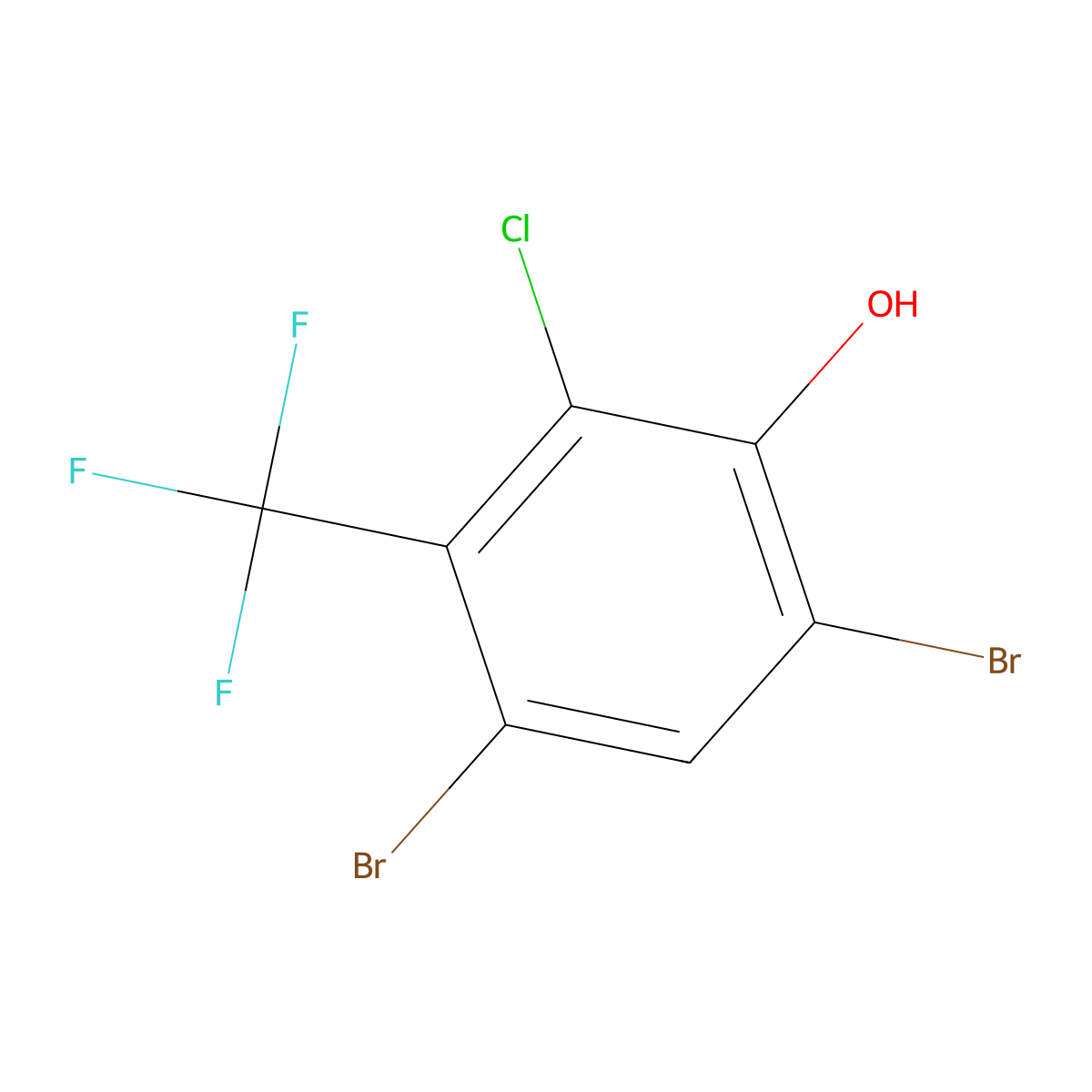 4,6-Dibromo-2-chloro-3-(trifluoromethyl)phenol molecular structure, CAS 2807455-35-0