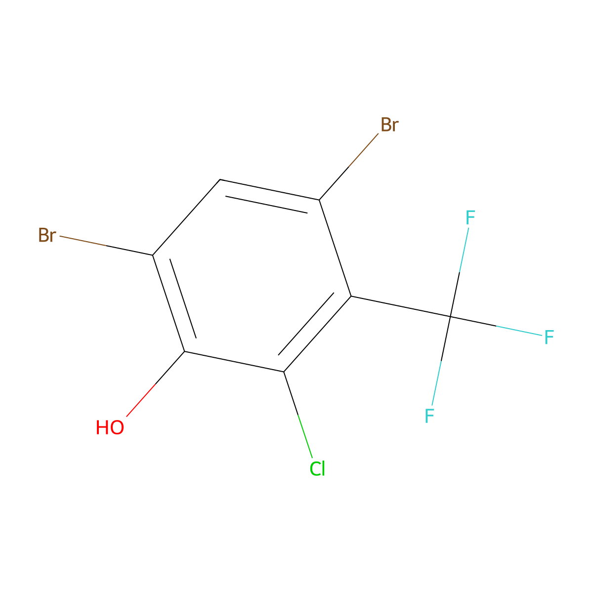 4,6-Dibromo-2-chloro-3-(trifluoromethyl)phenol molecular structure, CAS 2807455-35-0