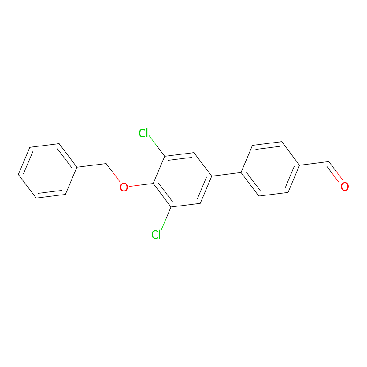 4'-(Benzyloxy)-3',5'-dichloro-[1,1'-biphenyl]-4-carbaldehyde molecular structure, CAS 2807455-59-8