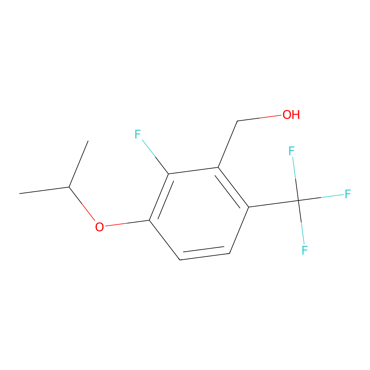 (2-Fluoro-3-isopropoxy-6-(trifluoromethyl)phenyl)methanol molecular structure, CAS 2807455-88-3