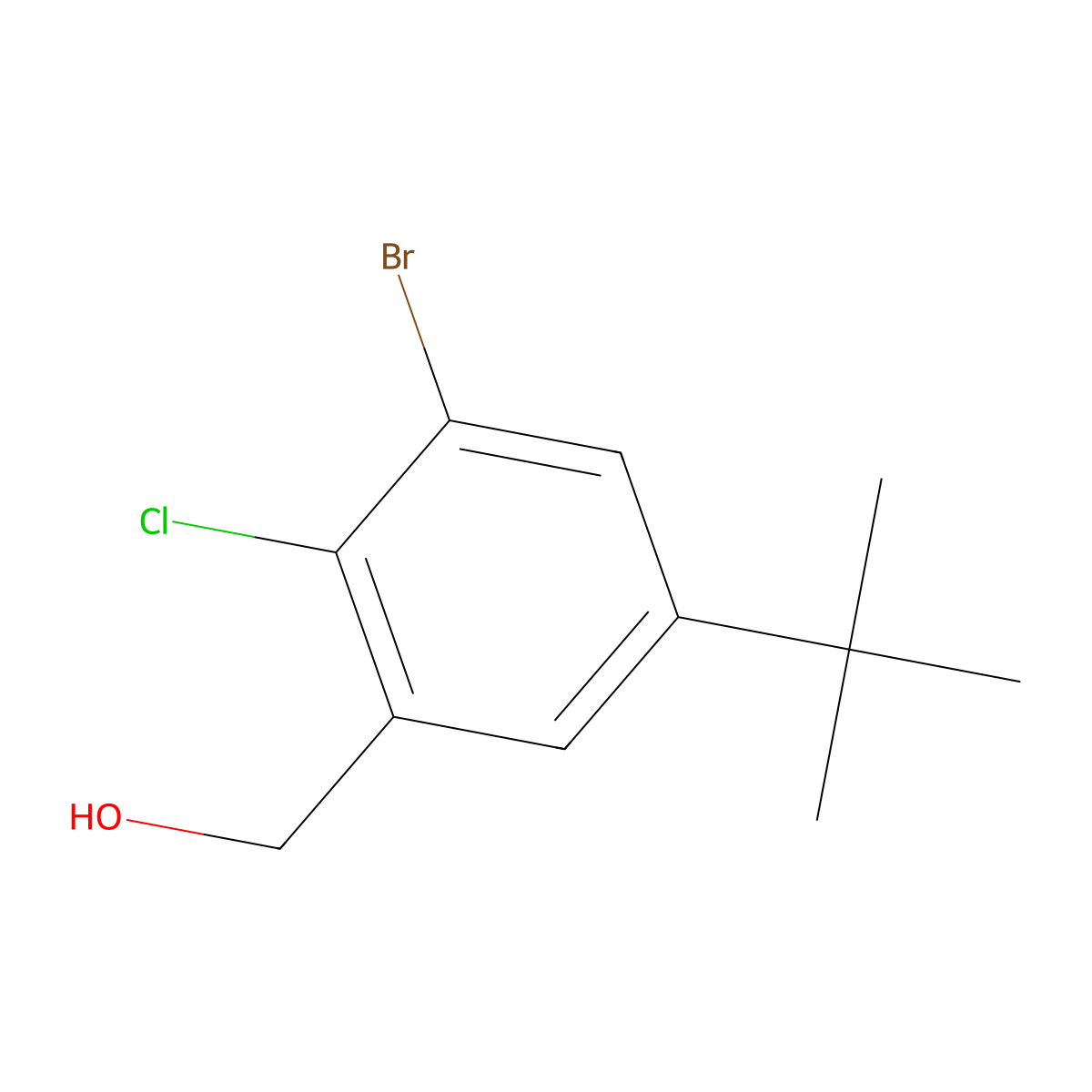 (3-Bromo-5-(tert-butyl)-2-chlorophenyl)methanol molecular structure, CAS 2807456-00-2