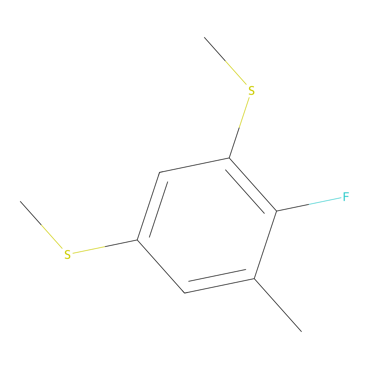 (4-Fluoro-5-methyl-1,3-phenylene)bis(methylsulfane) molecular structure, CAS 2807456-05-7