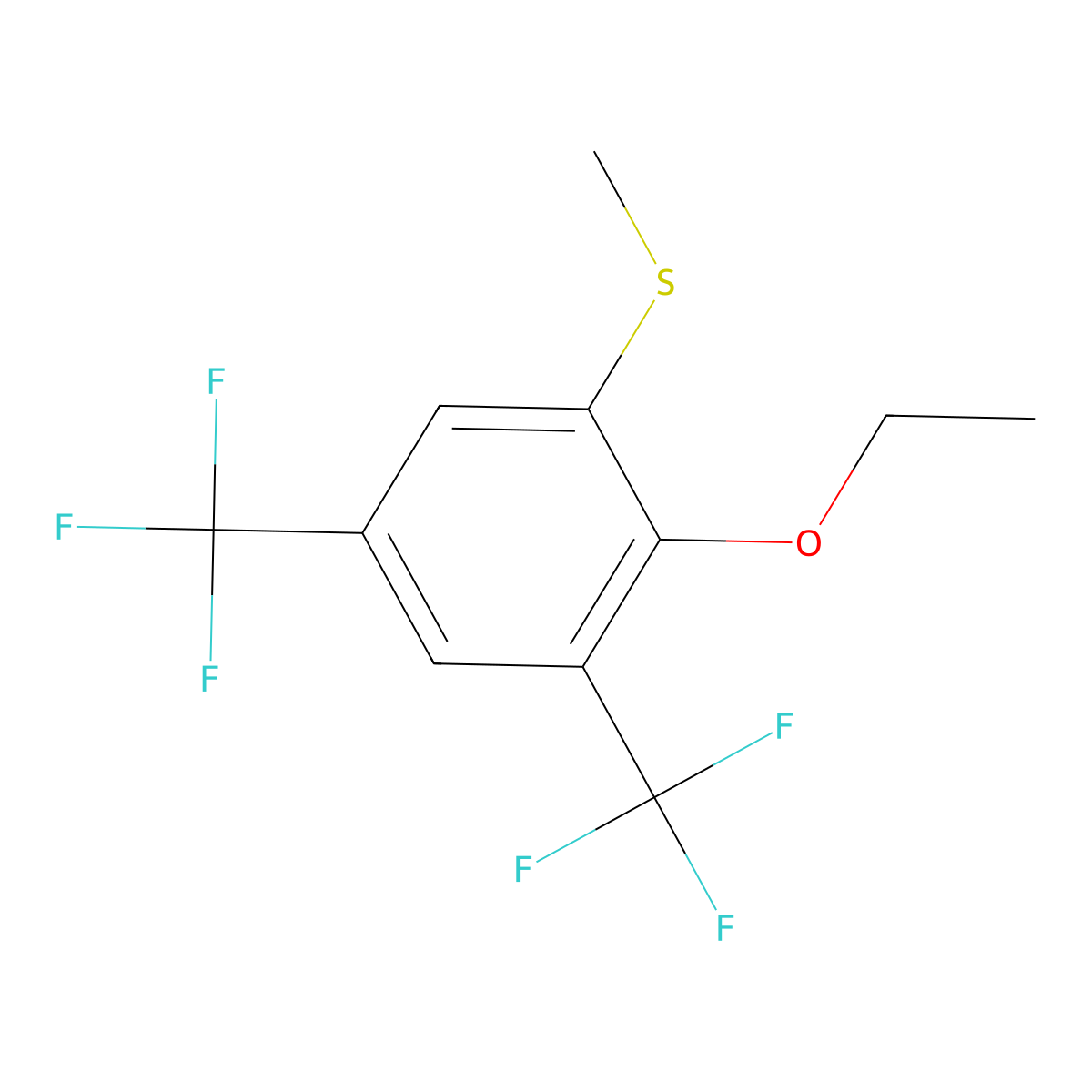(2-Ethoxy-3,5-bis(trifluoromethyl)phenyl)(methyl)sulfane molecular structure, CAS 2807456-28-4