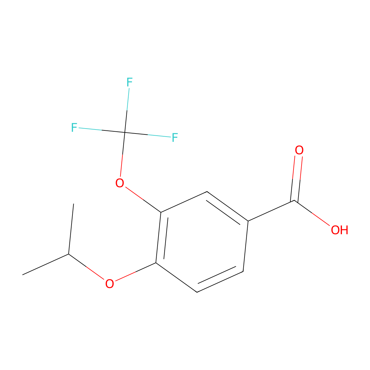 4-Isopropoxy-3-(trifluoromethoxy)benzoic acid molecular structure, CAS 2807456-40-0