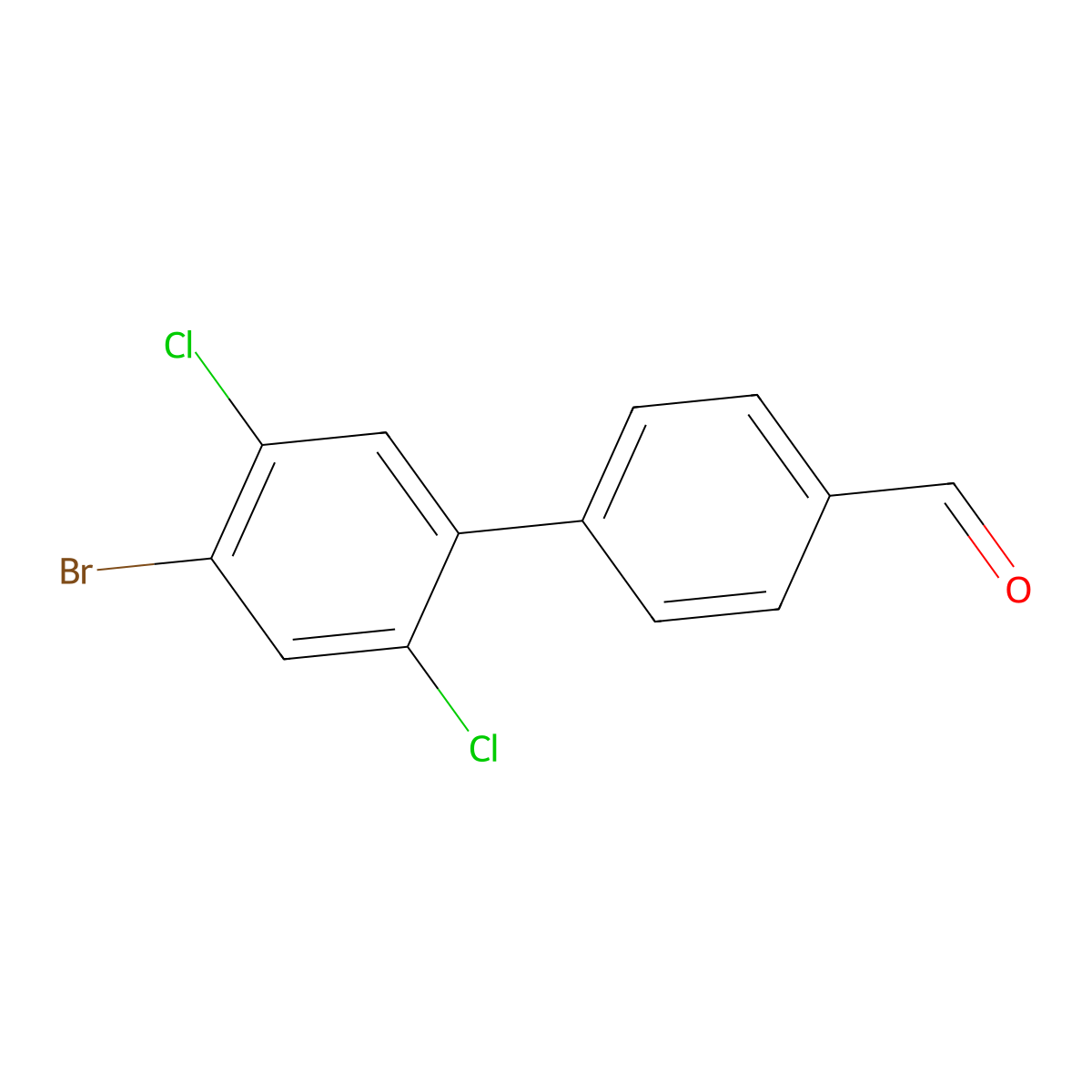 4'-Bromo-2',5'-dichloro-[1,1'-biphenyl]-4-carbaldehyde molecular structure, CAS 2807456-53-5
