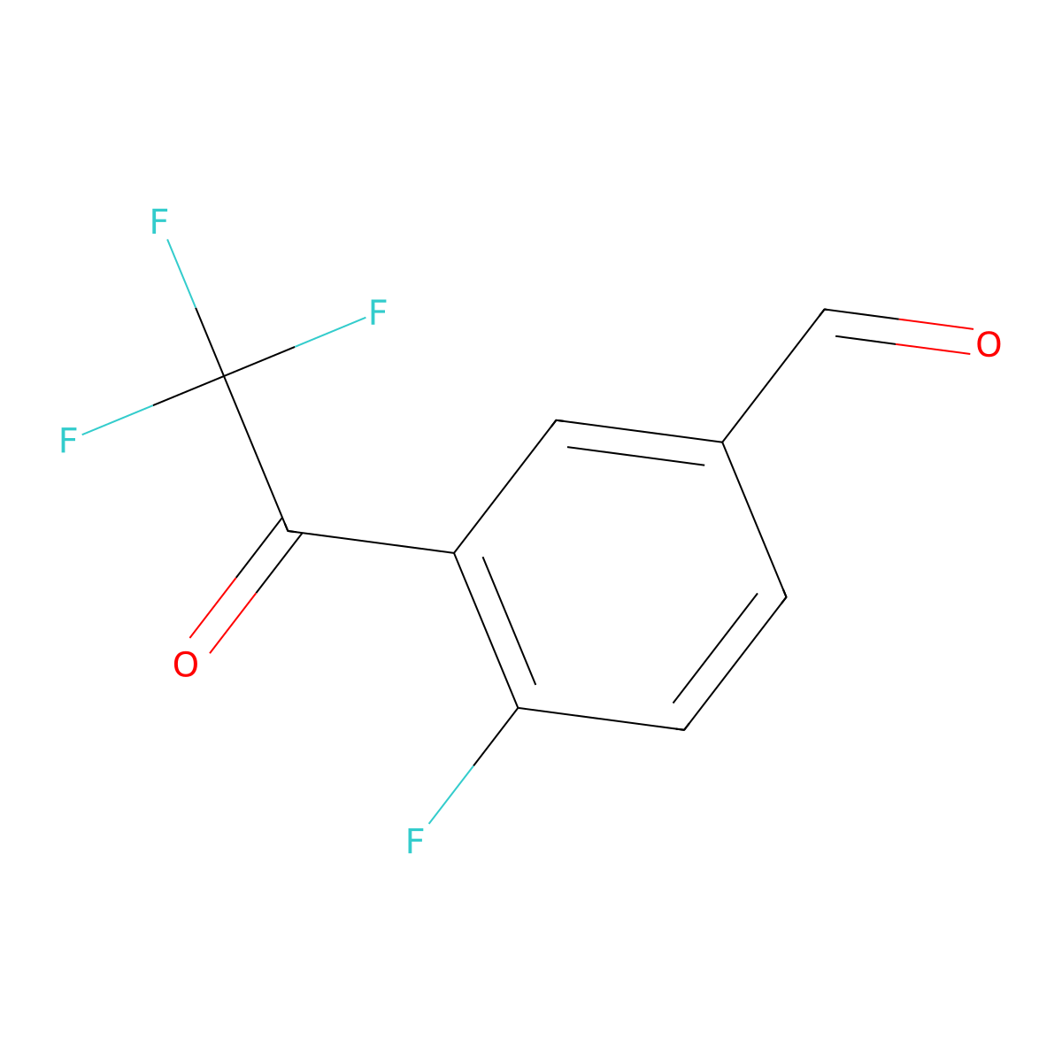 4-Fluoro-3-(2,2,2-trifluoroacetyl)benzaldehyde molecular structure, CAS 2807456-56-8