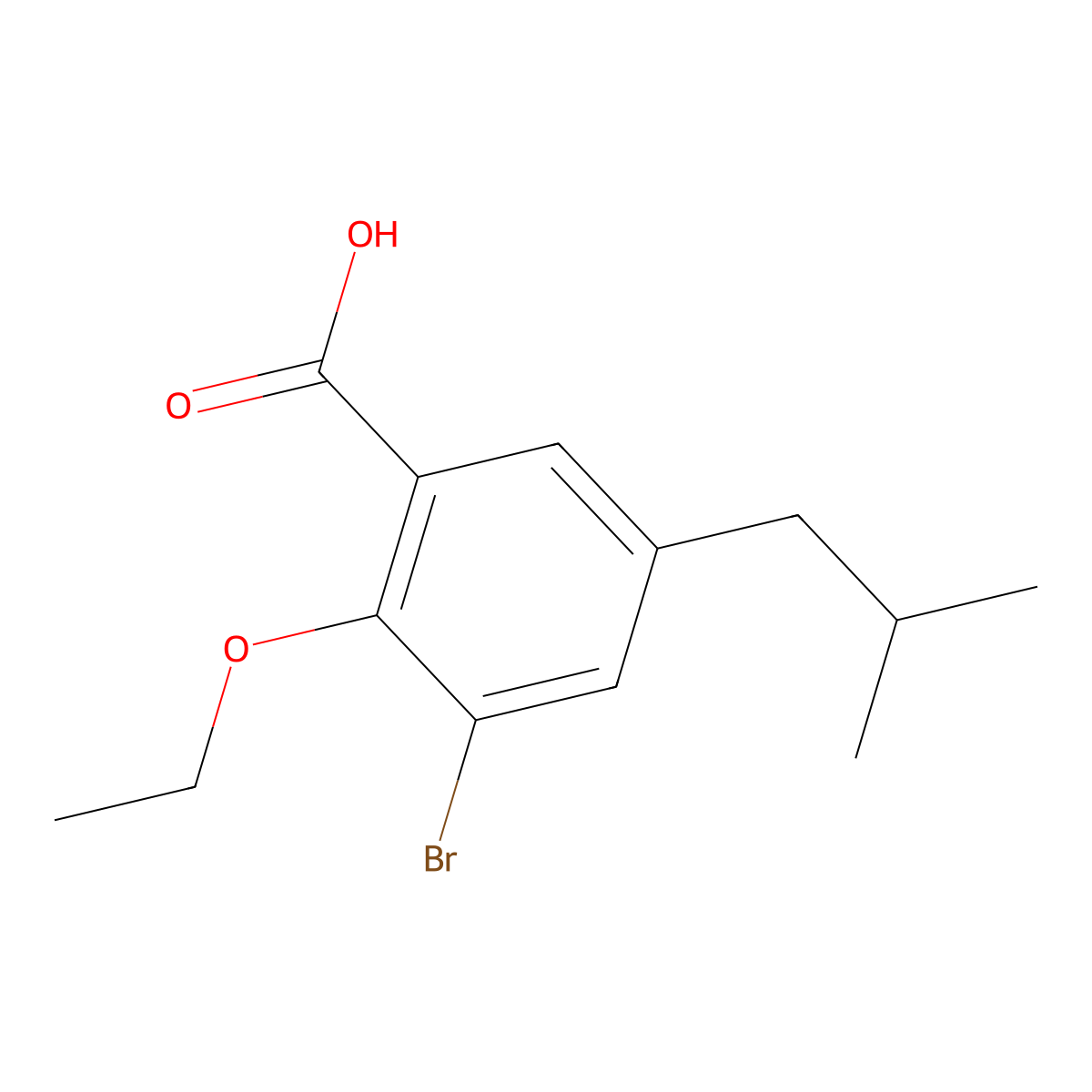 3-Bromo-2-ethoxy-5-isobutylbenzoic acid molecular structure, CAS 2807463-89-2