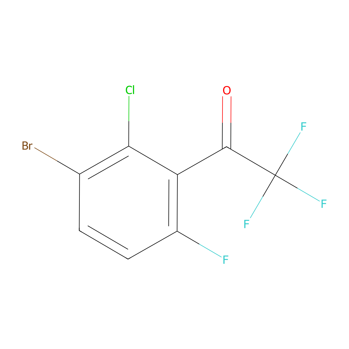 1-(3-Bromo-2-chloro-6-fluorophenyl)-2,2,2-trifluoroethanone molecular structure, CAS 2807464-23-7