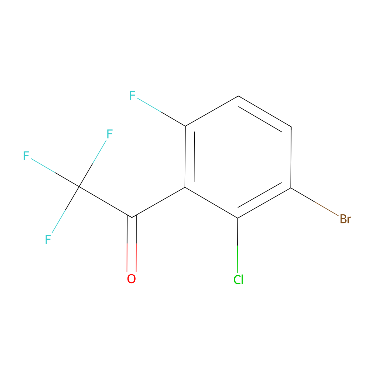 1-(3-Bromo-2-chloro-6-fluorophenyl)-2,2,2-trifluoroethanone molecular structure, CAS 2807464-23-7