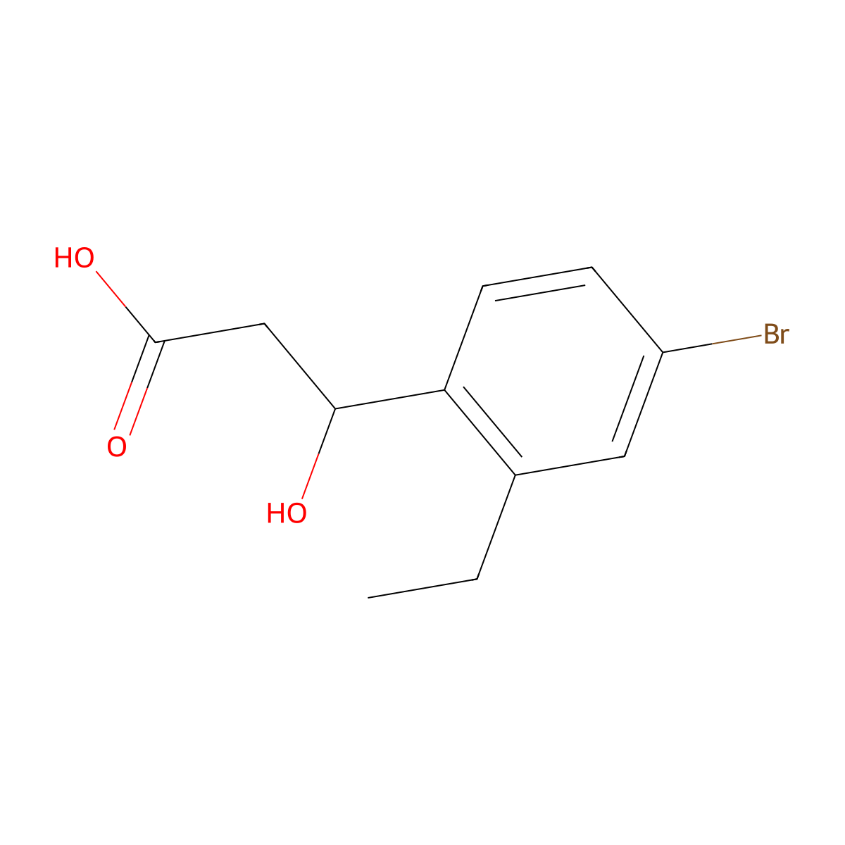 3-(4-Bromo-2-ethylphenyl)-3-hydroxypropanoic acid molecular structure, CAS 2807464-30-6